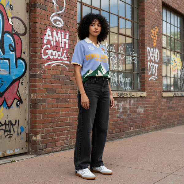 Model wearing Denver Summit Dead Dirt boutique jersey